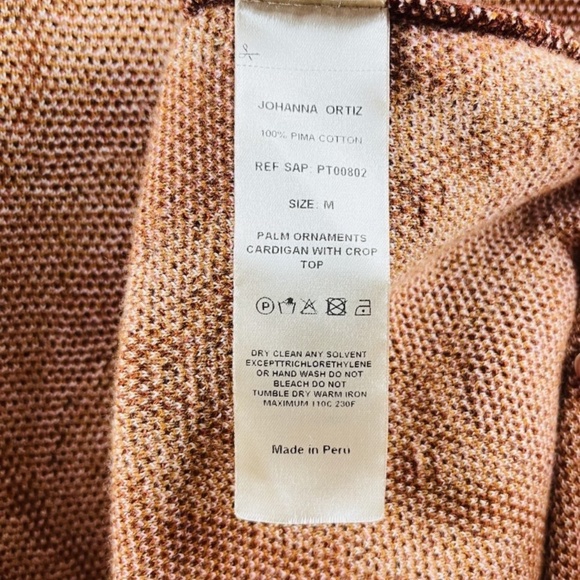 Johanna Ortiz Palm Ornaments Tribal Long Cardigan Pima Cotton Sweater Size M - Picture 8 of 10